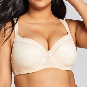 Cacique 46C Beige Modern Lace Lightly Lined Balconette Bra 46C
